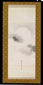 Hangende Rol die de Herfstmaan Afbeeldt, uit een Drieluik van de Drie Seizoenen, Japans, begin 19e eeuw door Sakai Hoitsu