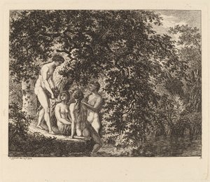Meisje met een Mand met Fruit door Salomon Gessner