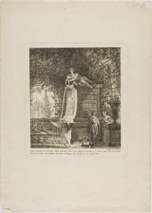 De getraliede fontein, frontispice uit Paysages Dédiés à M. Warelet door Salomon Gessner