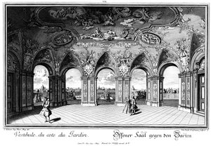 Uitzicht vanuit de Sala Terrena op de Tuin door Salomon Kleiner