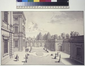 Volledige pagina: uitzicht op de tuinen van het paleis van Liechtenstein door Salomon Kleiner