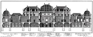 Doorsnede van het kasteel aan de tuinzijde door Salomon Kleiner
