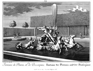 Uitzicht op de fontein van Pluto en Proserpina door Salomon Kleiner