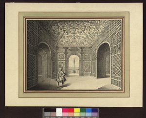 Onderste Belvedere, interieur van het centrale paviljoen in de kabinetstuin (voorstudie voor de door Johann Jakob Grasmann gegraveerde kopergravure) door Salomon Kleiner
