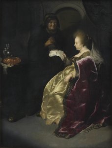 Esther leest het decreet van Haman over de uitroeiing van de Joden door Salomon Koninck