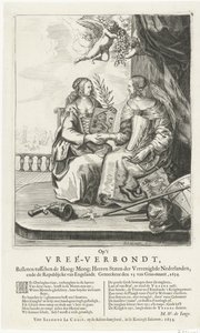 Zinneprent op de vrede van Westminster, 1654 door Salomon Pietersz. Lachair