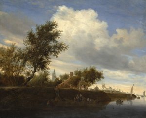 Veerboot bij Gorinchem door Salomon Ruysdael