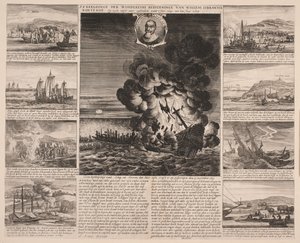 Titelpagina illustratie van de reis van Willem Isbrandtse Bontekoe naar Oost-Indië