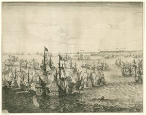 Zeeslag bij Duins (linkerplaat), 1639 door Salomon Savery