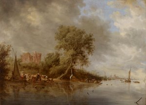 Rivierlandschap met de Ruïnes van het Kasteel van Egmond, 1641 door Salomon van Ruisdael or Ruysdael