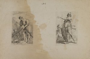 (Figurineserie) Man met zwaar touw door Salvator Rosa
