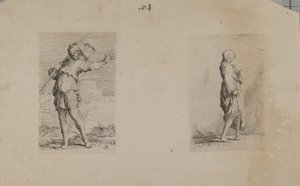 (Beeldje Serie) Staande Man met Gevederde Hoed door Salvator Rosa
