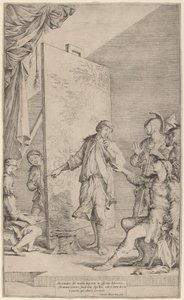 Alexander in het atelier van Apelles door Salvator Rosa