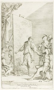 Alexander in het atelier van Apelles door Salvator Rosa