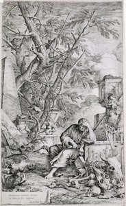 Democritus in Meditatie door Salvator Rosa