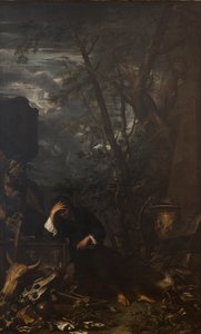 Demokritus in meditatie door Salvator Rosa