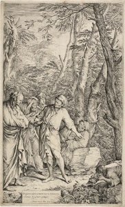 Diogenes gooit zijn kom weg door Salvator Rosa