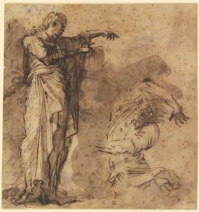 Ontwerp voor Christus die een bezetene geneest door Salvator Rosa
