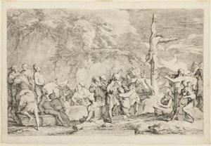 De kruisiging van Polycrates door Salvator Rosa