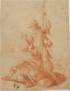 Twee mannelijke krijgers door Salvator Rosa