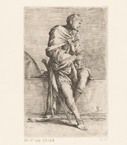 Zittende soldaat door Salvator Rosa