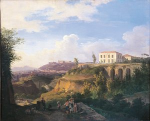 Italië, Napels, Uitzicht op Villa Ruffo landgoed in Capodimonte door Salvatore Fergola