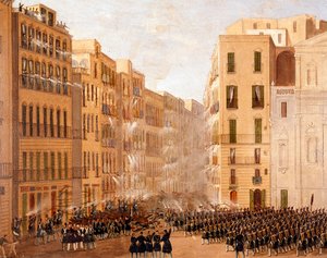 Het Bourbon leger reageerde op de opstanden in Napels in mei 1848 (detail)