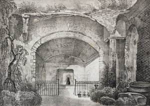 Hal in de oude villa van de Prins van Caposele in Formia, Lazio, Italië, lithografie door Salvatore Puglia uit Poliorama Pittoresco, nr. 23, 11 januari door Salvatore Puglia