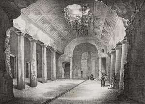 Hal in de oude villa van de Prins van Caposele in Formia, Lazio, Italië, lithografie door Salvatore Puglia uit Poliorama Pittoresco, nr. 23, 11 januari door Salvatore Puglia