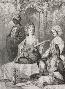 Harem in het Oosten, lithografie door Salvatore Puglia uit Poliorama Pittoresco, nr. 2, 19 augustus door Salvatore Puglia
