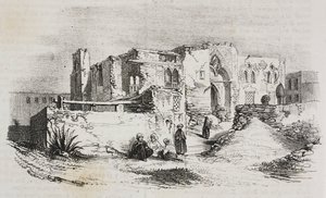 Huis waar Lodewijk IX gevangen zat in Mansura, Egypte, lithografie door Salvatore Puglia uit Poliorama Pittoresco, nr. 9, 5 oktober door Salvatore Puglia