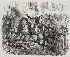 Opstand van Madrid, lithografie door Salvatore Puglia uit Geschiedenis van Napoleon door Cesare Malpica (1804-1848) uit Poliorama Pittoresco, nr. 47, 1 juli door Salvatore Puglia