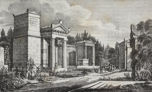 Père-Lachaise-begraafplaats, Parijs, Frankrijk, lithografie door Salvatore Puglia uit Poliorama Pittoresco, nr. 19, 17 december