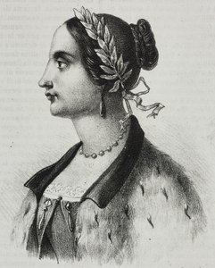 Portret van Laura Bassi Veratti (1711-1778), Italiaanse natuurkundige en academicus, lithografie door Salvatore Puglia uit Poliorama Pittoresco, nr. 4, 4 september door Salvatore Puglia