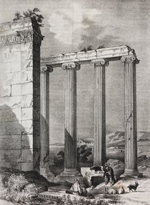 Ruïnes van Ionische tempel Tchavdere, Klein-Azië, uit Poliorama Pittoresco, nr. 37, 19 april door Salvatore Puglia