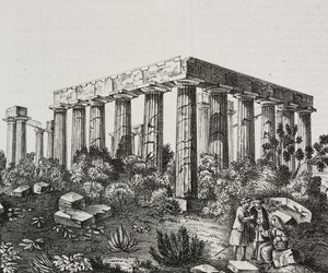 Tempel van Apollo op de berg Panellenius, Griekenland, lithografie door Salvatore Puglia uit Poliorama Pittoresco, nr. 40, 14 mei door Salvatore Puglia