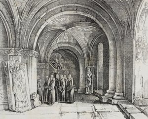 Ondergrondse kerk van de kathedraal van Basel, Zwitserland, lithografie uit Poliorama Pittoresco, nr. 50, 22 juli door Salvatore Puglia