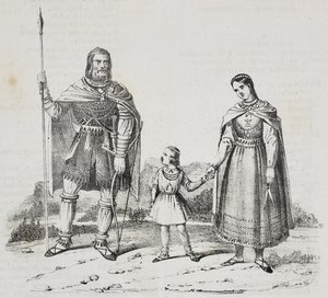 Varangians, volk van het Scandinavisch Schiereiland, lithografie uit Poliorama Pittoresco, nr. 42, 27 mei door Salvatore Puglia