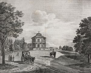 Wiener Prater, Oostenrijk. Lithografie door Salvatore Puglia uit Poliorama Pittoresco