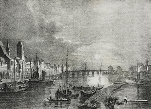 Uitzicht op Frankfurt, Duitsland, lithografie door Salvatore Puglia uit Poliorama Pittoresco, nr. 19, 18 december door Salvatore Puglia