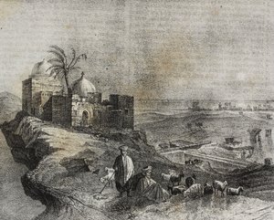 Uitzicht op Tyrus, Libanon, lithografie door Salvatore Puglia uit Poliorama Pittoresco, nr. 24, 21 januari