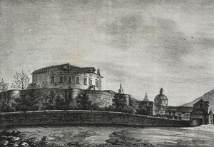 Uitzicht op kasteel van Acerra, Campania, Italië, uit Poliorama Pittoresco, nr. 30, 5 maart door Salvatore Puglia