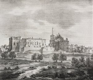 Westelijk uitzicht op Mesagne, Apulië, Italië, uit Poliorama Pittoresco, nr. 47, 29 juni
