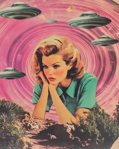 Retro-sciencefictionvrouw door Samantha Hearn