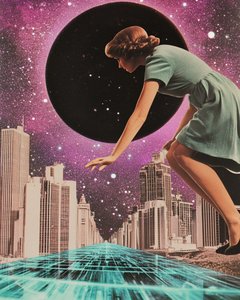 Vrouw op weg naar Cosmic City door Samantha Hearn
