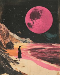 Vrouw onder de roze maan