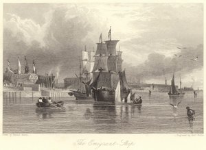 De Emigrant, Schip (gravure) door Samuel (after) Austin