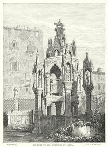 Het graf van de Scaligers in Verona (gravure) door Samuel (after) Prout