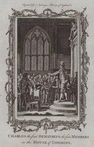 Karel I eist de vijf Leden in het Lagerhuis door Samuel (after) Wale