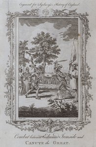 Gevecht tussen Edmund Ironside en Knoet de Grote door Samuel (after) Wale